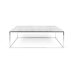 Bílý mramorový konferenční stolek s chromovými nohami TemaHome Gleam, 75 x 120 cm