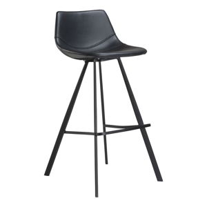 Černá barová židle z eko kůže s černým kovovým podnožím DAN–FORM Denmark Pitch, výška 98 cm