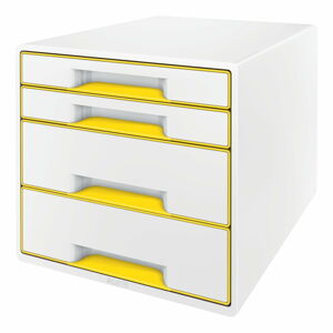 Bílo-žlutý zásuvkový box Leitz WOW CUBE, 4 zásuvky