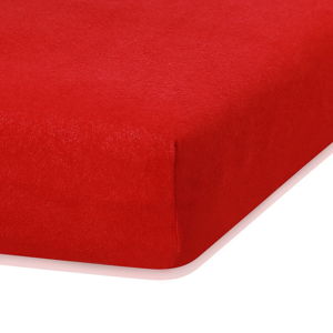 Červené elastické prostěradlo s vysokým podílem bavlny AmeliaHome Ruby, 160/180 x 200 cm