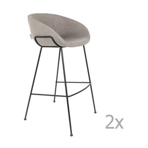 Sada 2 šedých barových židlí Zuiver Feston, výška sedu 76 cm