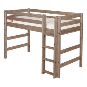 Hnědá dětská vyšší postel z borovicového dřeva Flexa Classic, 140 x 200 cm