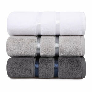 Sada 3 šedých bavlněných ručníků Hobby Dolce, 50 x 90 cm