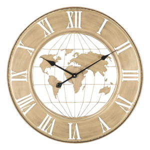 Nástěnné hodiny ve zlaté barvě Mauro Ferretti World, ø 63 cm