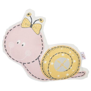 Růžový dětský polštářek s příměsí bavlny Apolena Pillow Toy Snail, 30 x 28 cm
