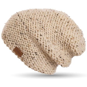 Béžová ručně pletená čepice DOKE Tweed