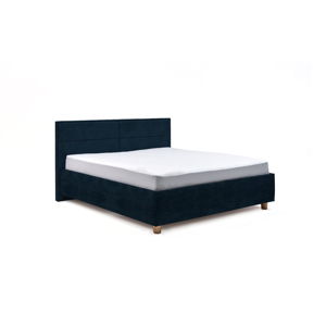 Tmavě modrá dvoulůžková postel s úložným prostorem ProSpánek Grace, 160 x 200 cm
