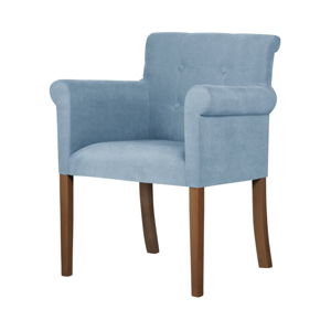 Světle modrá židle s tmavě hnědými nohami z bukového dřeva Ted Lapidus Maison Flacon
