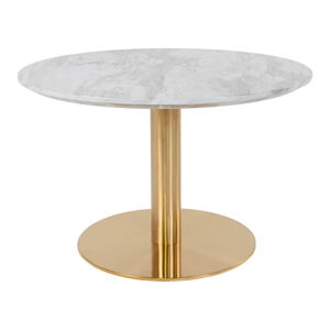 Kulatý konferenční stolek v bílo-zlaté barvě s deskou v dekoru mramoru 70x70 cm Bolzano – House Nordic