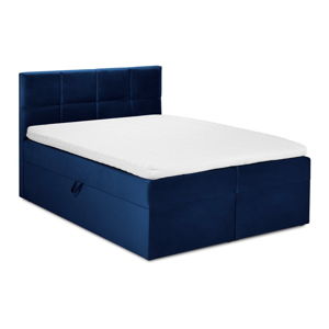 Modrá sametová dvoulůžková postel Mazzini Beds Mimicry, 160 x 200 cm