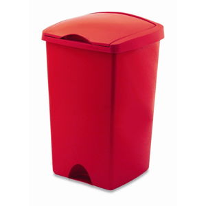 Červený odpadkový koš s víkem Addis Lift, 50 l