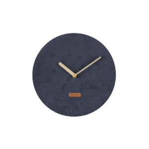 Tmavě modré nástěnné hodiny s manšestrem Karlsson Corduroy, ⌀ 25 cm