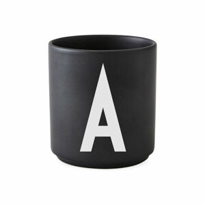 Černý porcelánový šálek Design Letters Alphabet A, 250 ml