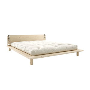 Dvoulůžková postel z masivního dřeva s čelem, lampičkami a matrací Double Latex Karup Design Peek, 180 x 200 cm