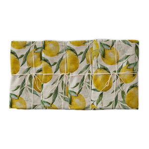 Sada 4 látkových ubrousků s příměsí lnu Linen Couture Lemons, 43 x 43 cm