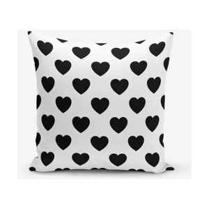 Černobílý povlak na polštář s motivy srdíček Minimalist Cushion Covers, 45 x 45 cm