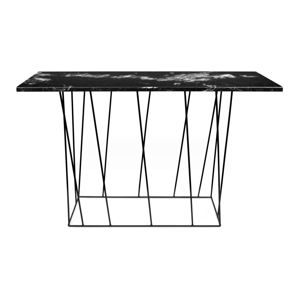 Černý mramorový konzolový stolek s černými nohami TemaHome Helix, 40 x 120 cm