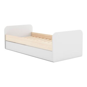 Bílá/přírodní dětská postel v dekoru borovice s výsuvným lůžkem a úložným prostorem 90x200 cm Esteban – Marckeric