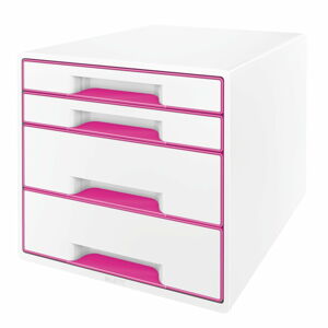 Bílo-růžový zásuvkový box Leitz WOW CUBE, 4 zásuvky