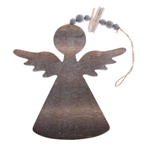 Dřevěná závěsná ozdoba ve tvaru anděla Dakls, délka 20,5 cm