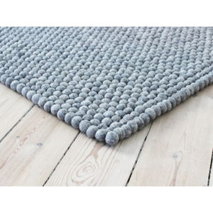 Ocelově šedý kuličkový vlněný koberec Wooldot Ball Rugs, ⌀ 100 x 150 cm