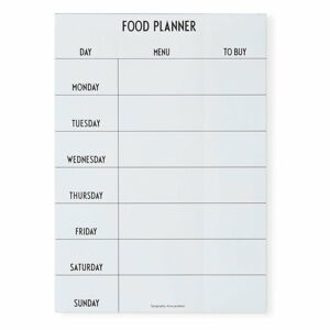 Bílý týdenní jídelní plánovač Design Letters Food