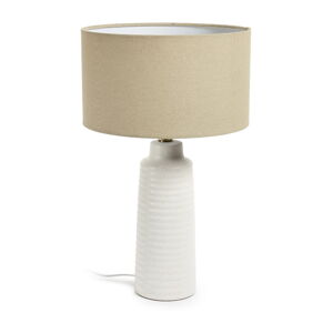 Bílá stolní lampa s textilním stínidlem (výška 58 cm) Mijal – Kave Home