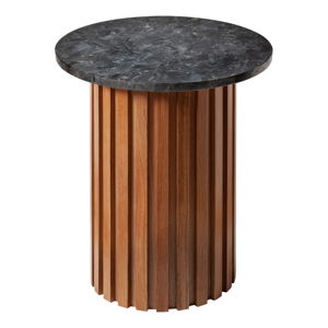 Černý žulový stolek s dubovým podnožím RGE Moon, ⌀ 50 cm