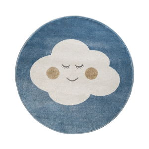 Modrý kulatý koberec s motivem mraku KICOTI Azure, ø 80 cm