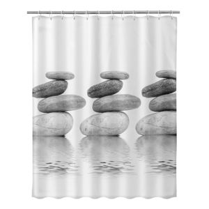 Béžový sprchový závěs Unimasa Stones, 180 x 200 cm