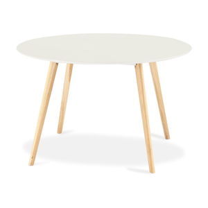 Bílý jídelní stůl s přírodními nohami Furnhouse Life, Ø 120 cm