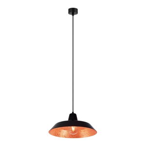 Černé závěsné svítidlo s vnitřkem v měděné barvě Bulb Attack Cinco, ⌀ 35 cm