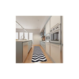 Vysoce odolný kuchyňský koberec Webtappeti Optical Black White, 60 x  240 cm