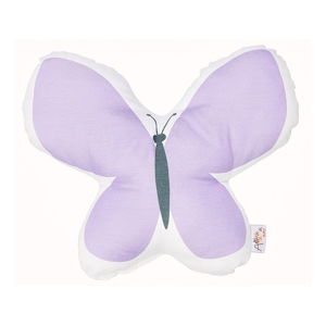 Fialový dětský polštářek s příměsí bavlny Apolena Pillow Toy Butterfly, 26 x 30 cm