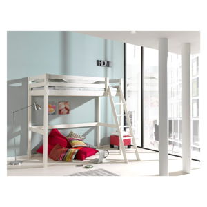 Bílá dětská postel se žebříkem Vipack Pino, 90 x 200 cm