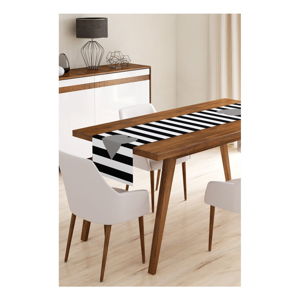 Běhoun na stůl z mikrovlákna Minimalist Cushion Covers Stripes with Grey Heart, 45 x 145 cm