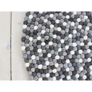 Šedo-bílý kuličkový vlněný koberec Wooldot Ball Rugs, ⌀ 90 cm