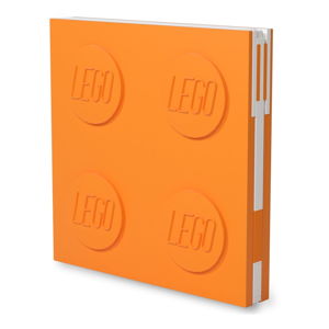 Oranžový čtvercový zápisník s gelovým perem LEGO®, 15,9 x 15,9 cm