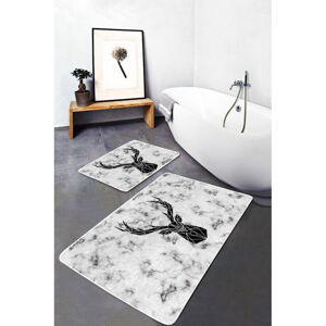 Černo-bílé textilní koupelnové předložky v sadě 2 ks 60x100 cm – Mila Home