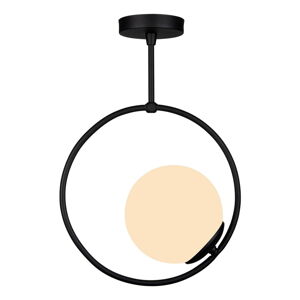 Černé kovové závěsné svítidlo se skleněným stínidlem ø 15 cm Ates – Squid Lighting