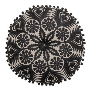 Černo-béžový dekorativní polštář Bloomingville Mandala, ø 36 cm