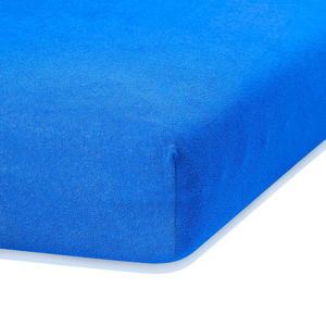 Modré elastické prostěradlo s vysokým podílem bavlny AmeliaHome Ruby, 120/140 x 200 cm