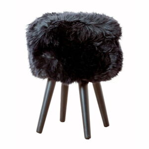 Stolička s černým sedákem z ovčí kožešiny Native Natural Black, ⌀ 30 cm