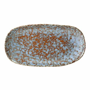 Modro-hnědý kameninový servírovací talíř Bloomingville Paula, 23,5 x 12,5 cm