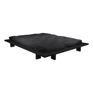 Dvoulůžková postel z borovicového dřeva s matrací Karup Design Japan Double Latex Black/Black, 140 x 200 cm