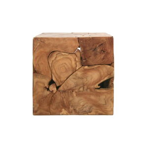 Příruční stolek z neopracovaného teakového dřeva HSM collection Cube, 40 x 40 cm