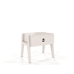 Bílý noční stolek z bukového dřeva se zásuvkou Skandica Visby Radom