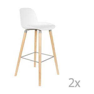 Sada 2 bílých barových židlí Zuiver Albert Kuip, výška sedu 75 cm