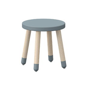 Modrá dětská stolička s nohami z jasanového dřeva Flexa Dots, ø 30 cm