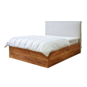 Béžovo-přírodní dvoulůžková postel s úložným prostorem s roštem 140x190 cm Cara – Bobochic Paris